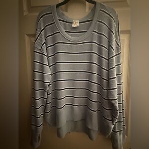 Aerie Blue and White Striped Knit Top